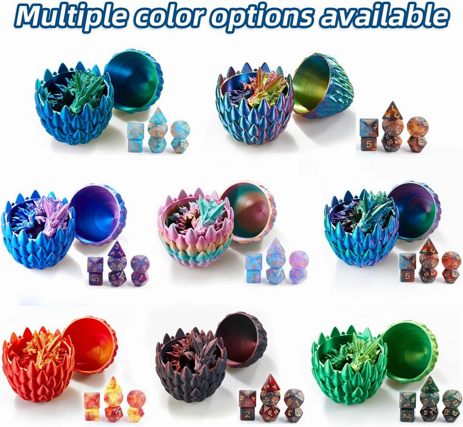 DND Dice Set (7 Pieces) and 3D Printed Dragon Egg,Fidget Toys,Surprise Dragon Egg and Polyhedral Dice Set with Gift Box,Playing Game with Dragon Eggs for RPG DND MTG