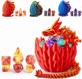 DND Dice Set (7 Pieces) and 3D Printed Dragon Egg,Fidget Toys,Surprise Dragon Egg and Polyhedral Dice Set with Gift Box,Playing Game with Dragon Eggs for RPG DND MTG