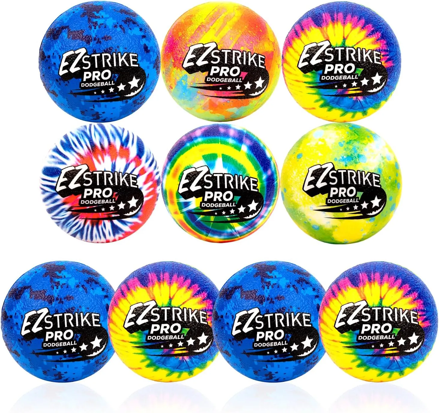 Dodgeball, 10 Packs Foam Playground Ball- Soft Skin, Various Patterns, Kids 6" Foam Balls, Kick Ball, Hand Ball for Outdoor& Indoor with Mesh Storage Bag