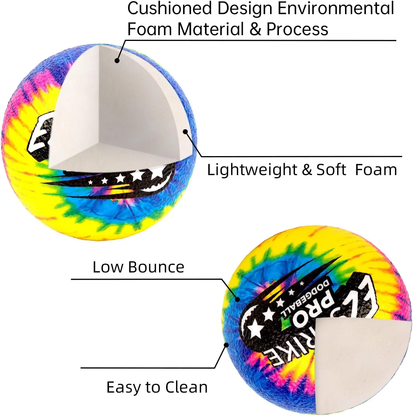 Dodgeballs, Foam Playground Ball Set, 6” Dodge Balls Kick Ball for Kids&Adults, Hand Ball for Outdoor&Indoor with Mesh Storage Bag
