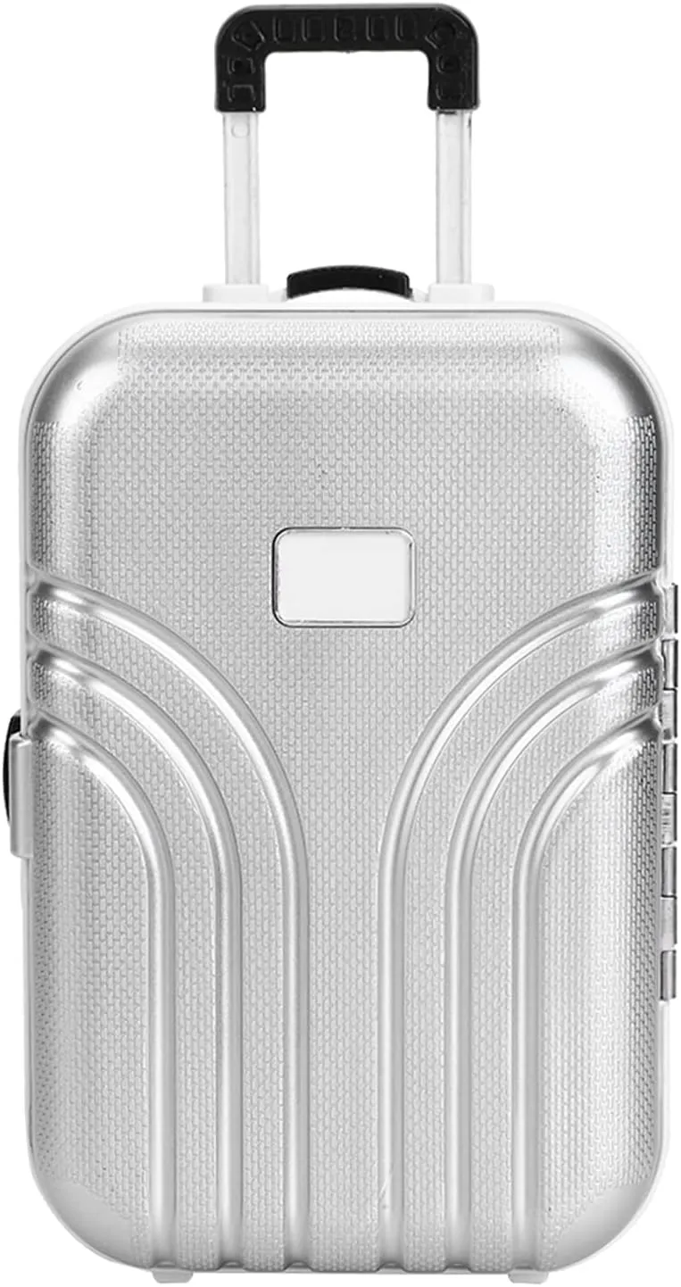 Doll Accessories Carry On Suitcase for Doll Suitcase Luggage Mini Travel Suitcase for 18 Inch Girl Doll Travel Gear Mini Trolley Case Doll Carrier Storage Miniature Suitcase Doll Playsets(Silver)