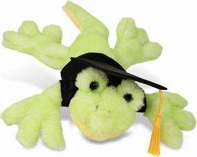 DolliBu Gecko Graduation Plush Toy - Super Soft Plush Graduation Stuffed Animal Dress Up with Gown & Cap with Tassel Outfit - Gift with Personalization - 13.5 Inches