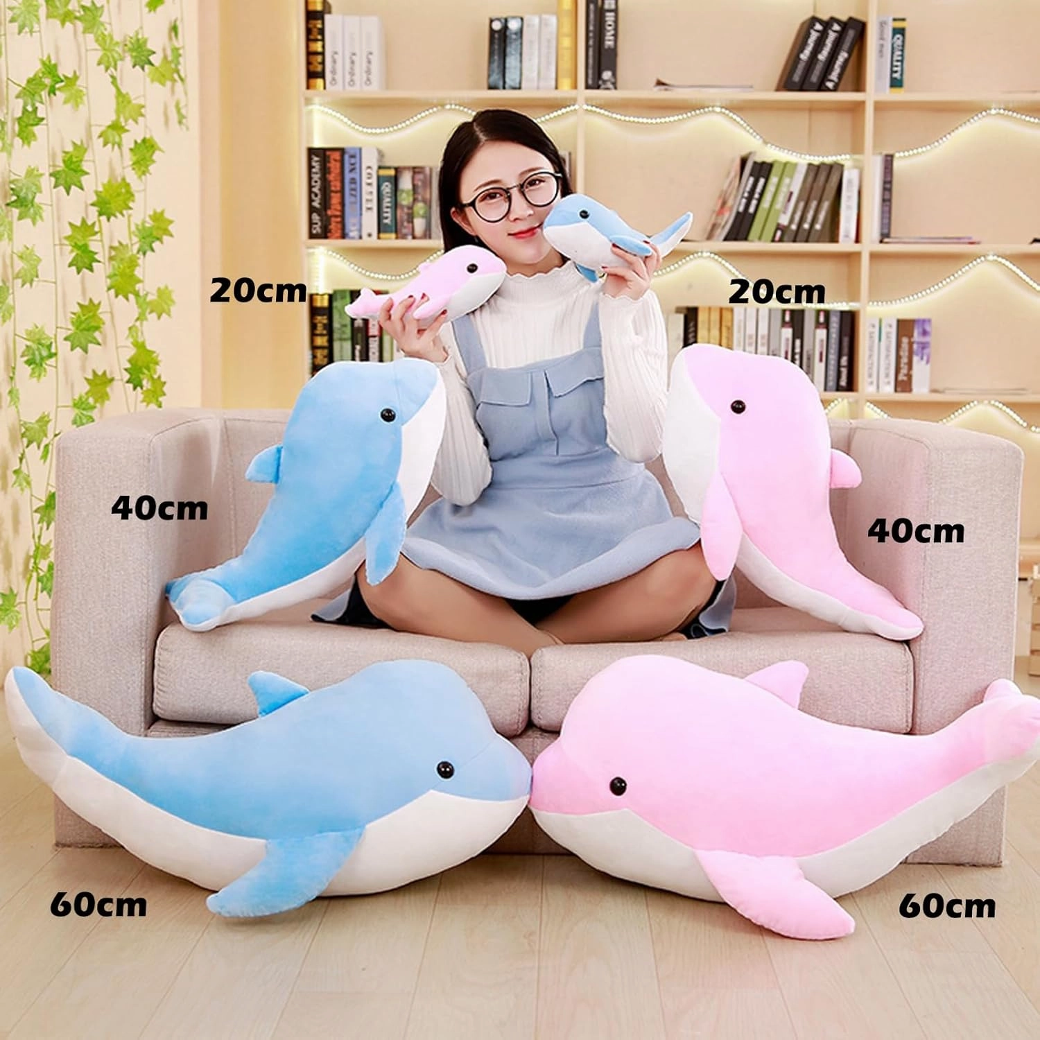 Dolphin Stuffed Animals Plush Pillows Soft Sea Animal Plush Toys Dolls Stuffed Animal Plushies Gifts for Kids (Sky Blue-39Inch)