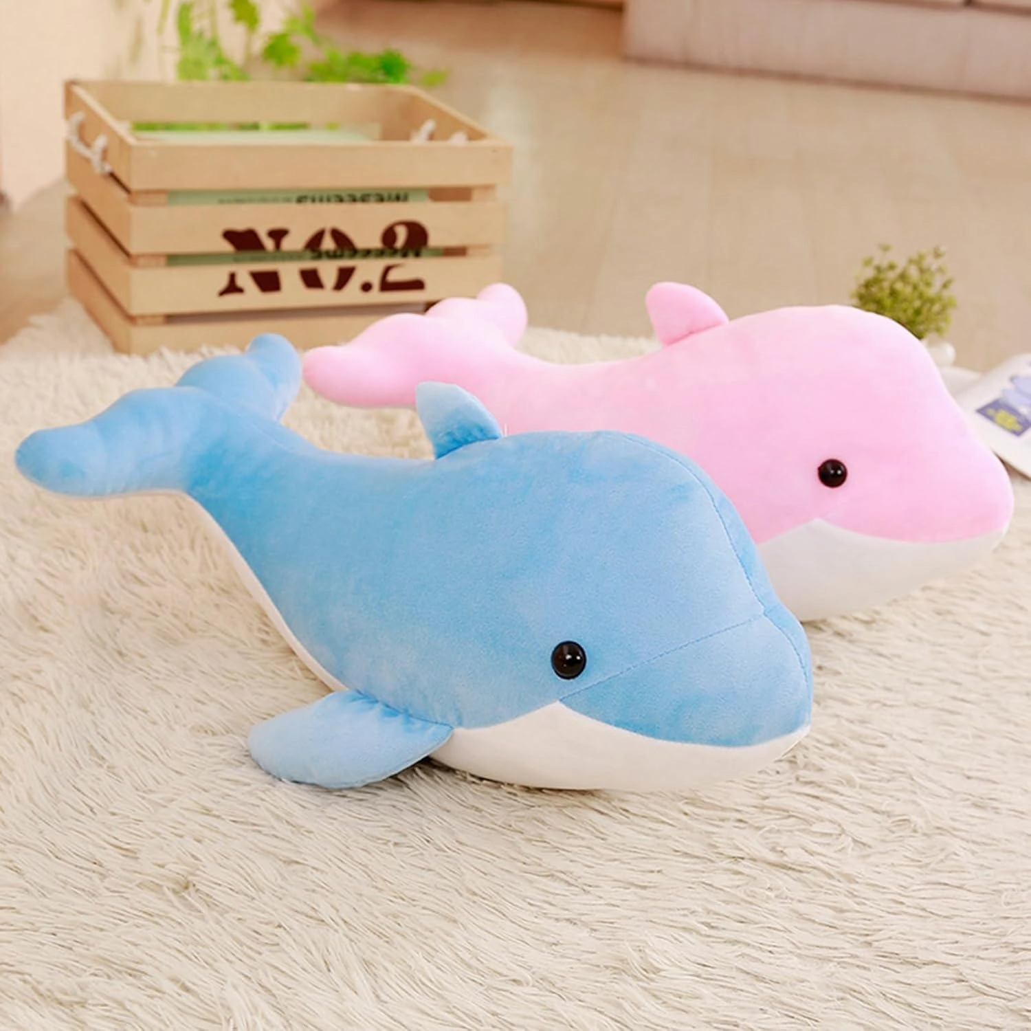 Dolphin Stuffed Animals Plush Pillows Soft Sea Animal Plush Toys Dolls Stuffed Animal Plushies Gifts for Kids (Sky Blue-39Inch)