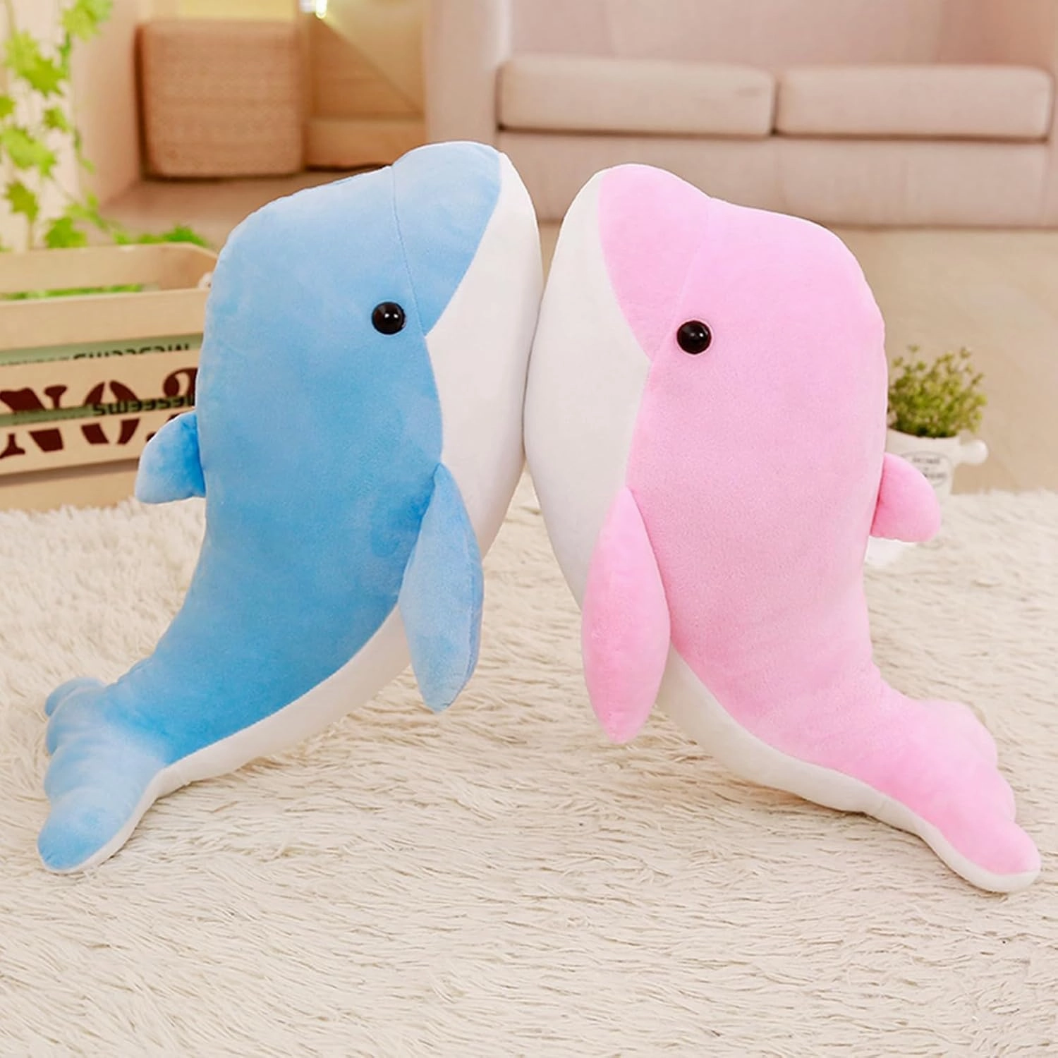 Dolphin Stuffed Animals Plush Pillows Soft Sea Animal Plush Toys Dolls Stuffed Animal Plushies Gifts for Kids (Sky Blue-39Inch)