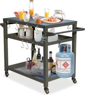 Domi 3-Shelf Outdoor Grill Cart with Wheels, Pizza Oven Table and Food Prep Table, Blackstone Griddle Stand for Outside BBQ