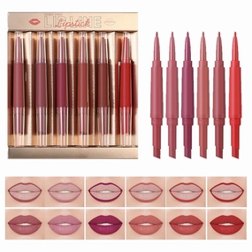 Double Head Matte Lipstick Lip Liner Set, Matte Lip Liner and Lipstick Combo Set for Women - Waterproof Makeup Stain Kit for Dating Travel Outdoor Shopping Trip Vacation