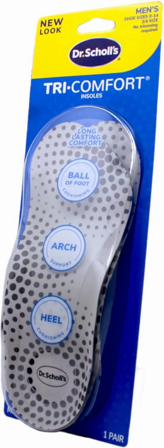Dr. Scholl's Tri-Comfort Orthotics Inserts, Men's Size 8-12, 1-Pair Packages