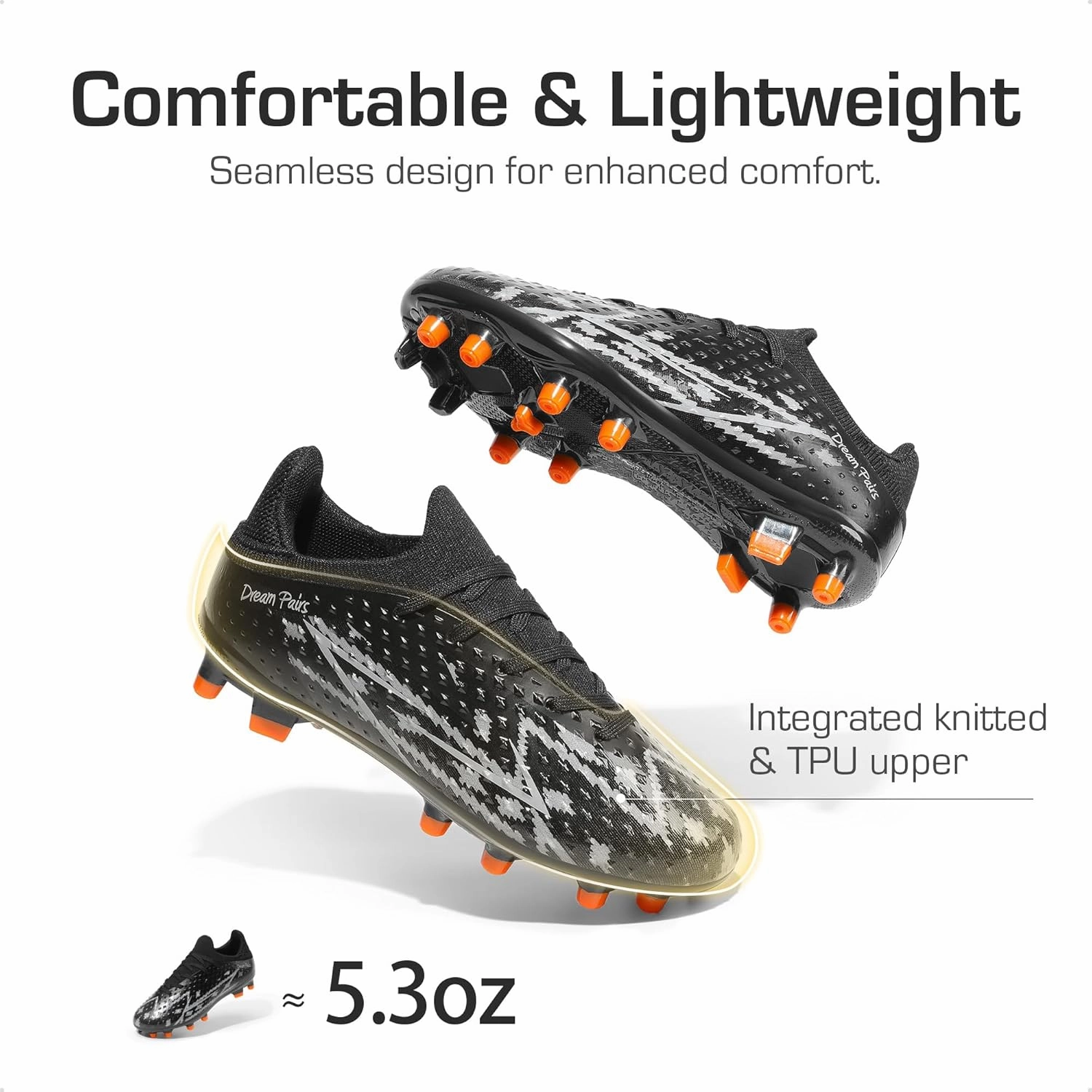 DREAM PAIRS Boys Girls Soccer Cleats Youth Firm Groud Football Shoes for Little/Big Kid