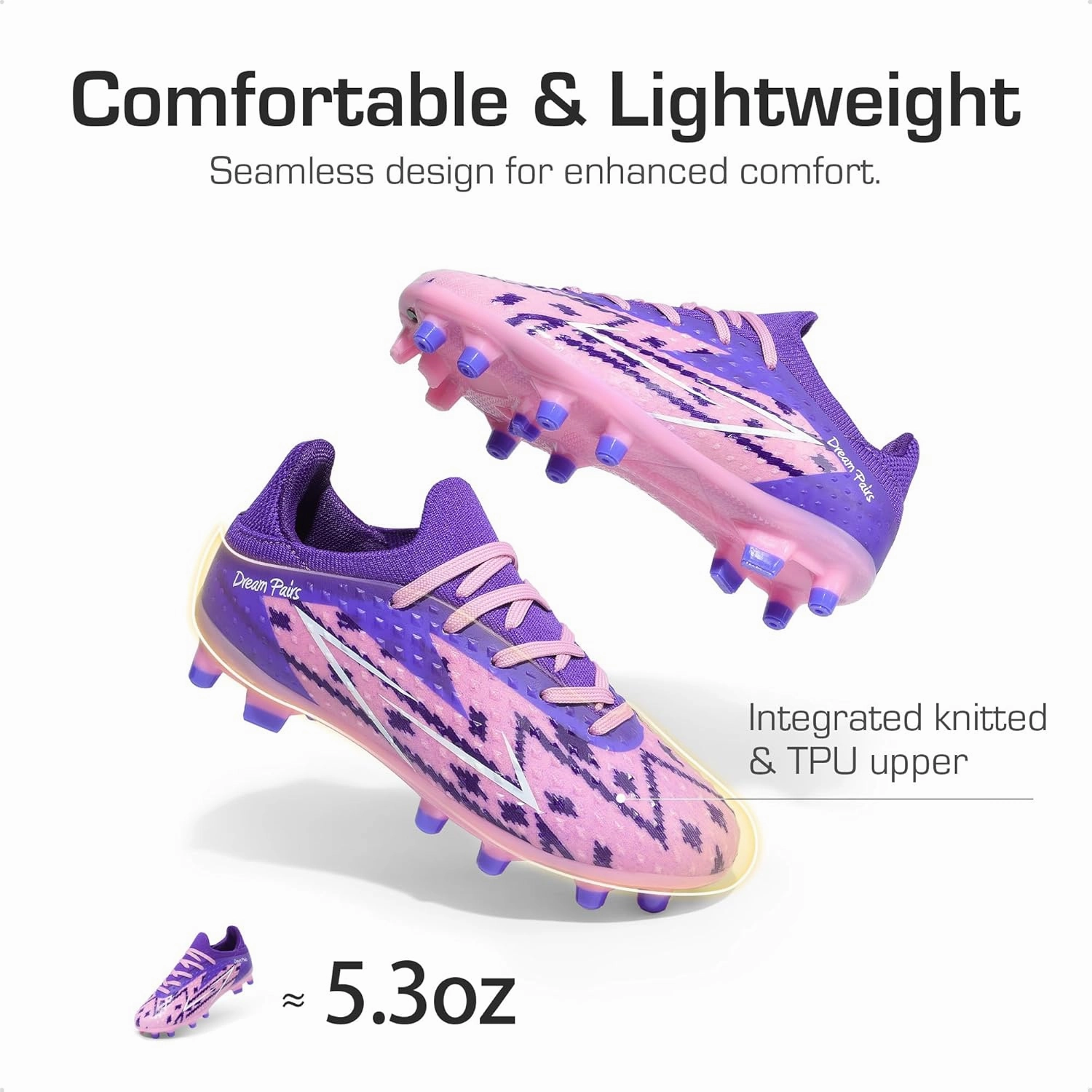 DREAM PAIRS Boys Girls Soccer Cleats Youth Firm Groud Football Shoes for Little/Big Kid