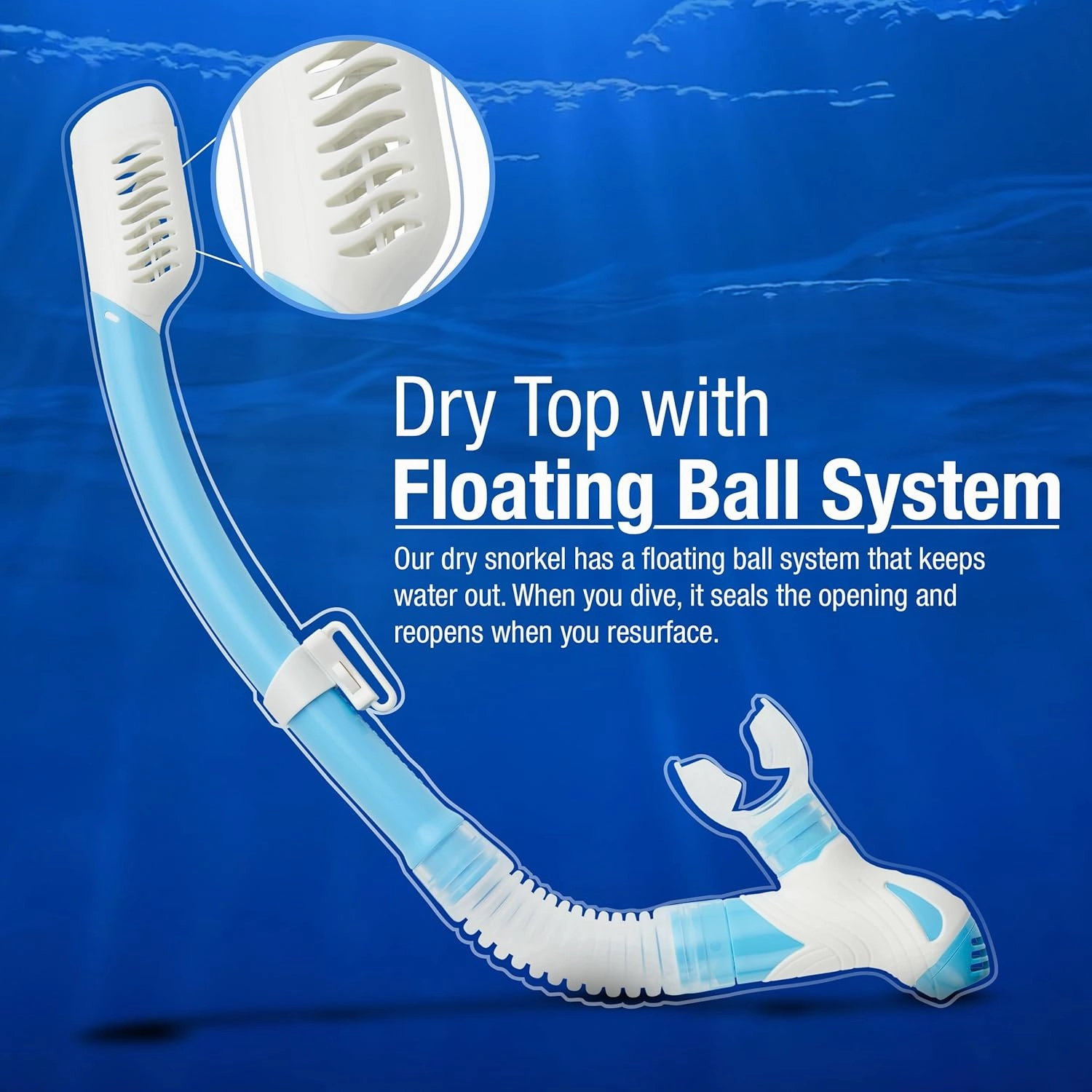 Dry Snorkel with Purge Valve - Snorkel Gear for Adults with Comfortable Silicone Mouthpiece & Quick Release Clip - Scuba Diving, Snorkeling, Freediving, Spearfishing, Swimming