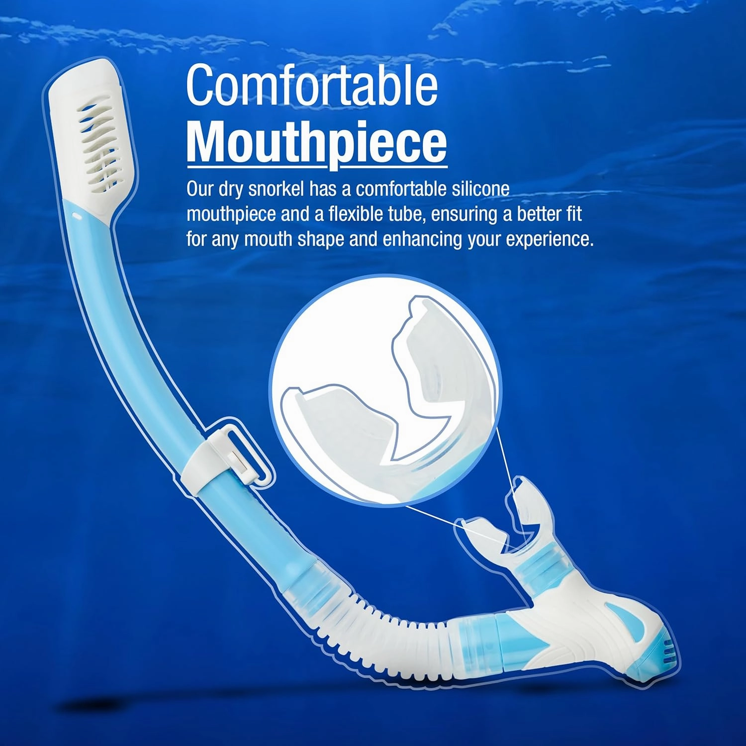 Dry Snorkel with Purge Valve - Snorkel Gear for Adults with Comfortable Silicone Mouthpiece & Quick Release Clip - Scuba Diving, Snorkeling, Freediving, Spearfishing, Swimming