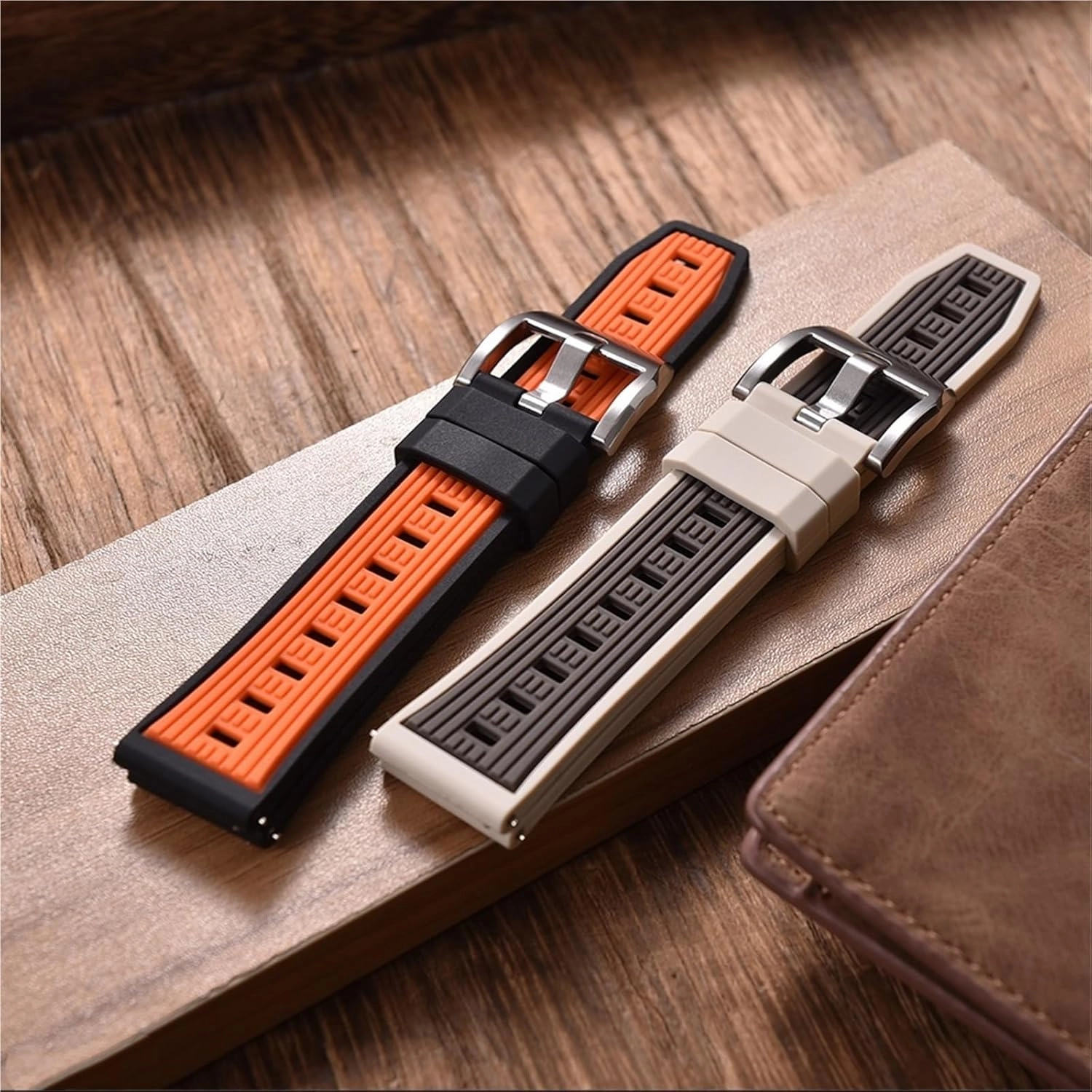 Dual Color Gas Phase Silicone Watch Strap 20mm 22mm Quick Release Sport Silicone Rubber Watch Bands Men Women