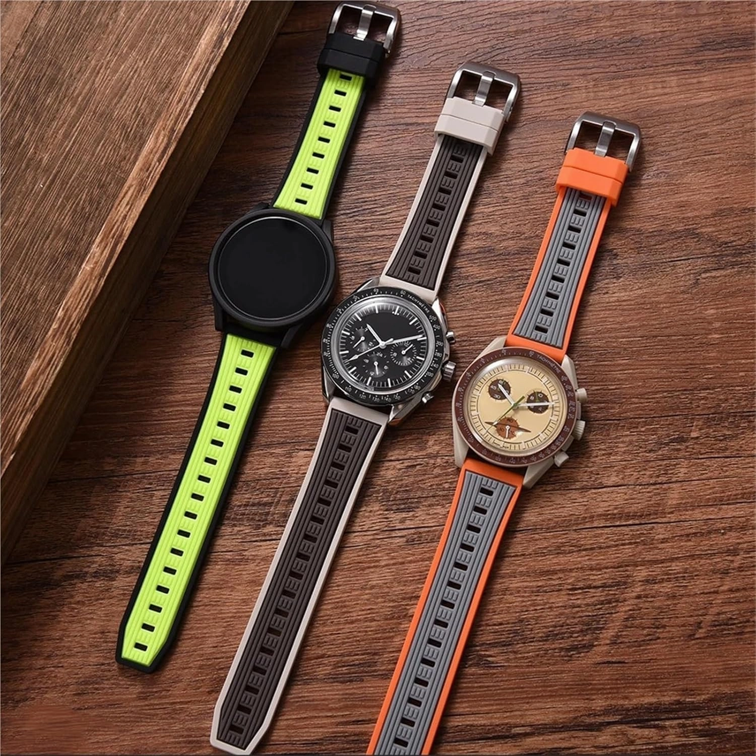 Dual Color Gas Phase Silicone Watch Strap 20mm 22mm Quick Release Sport Silicone Rubber Watch Bands Men Women