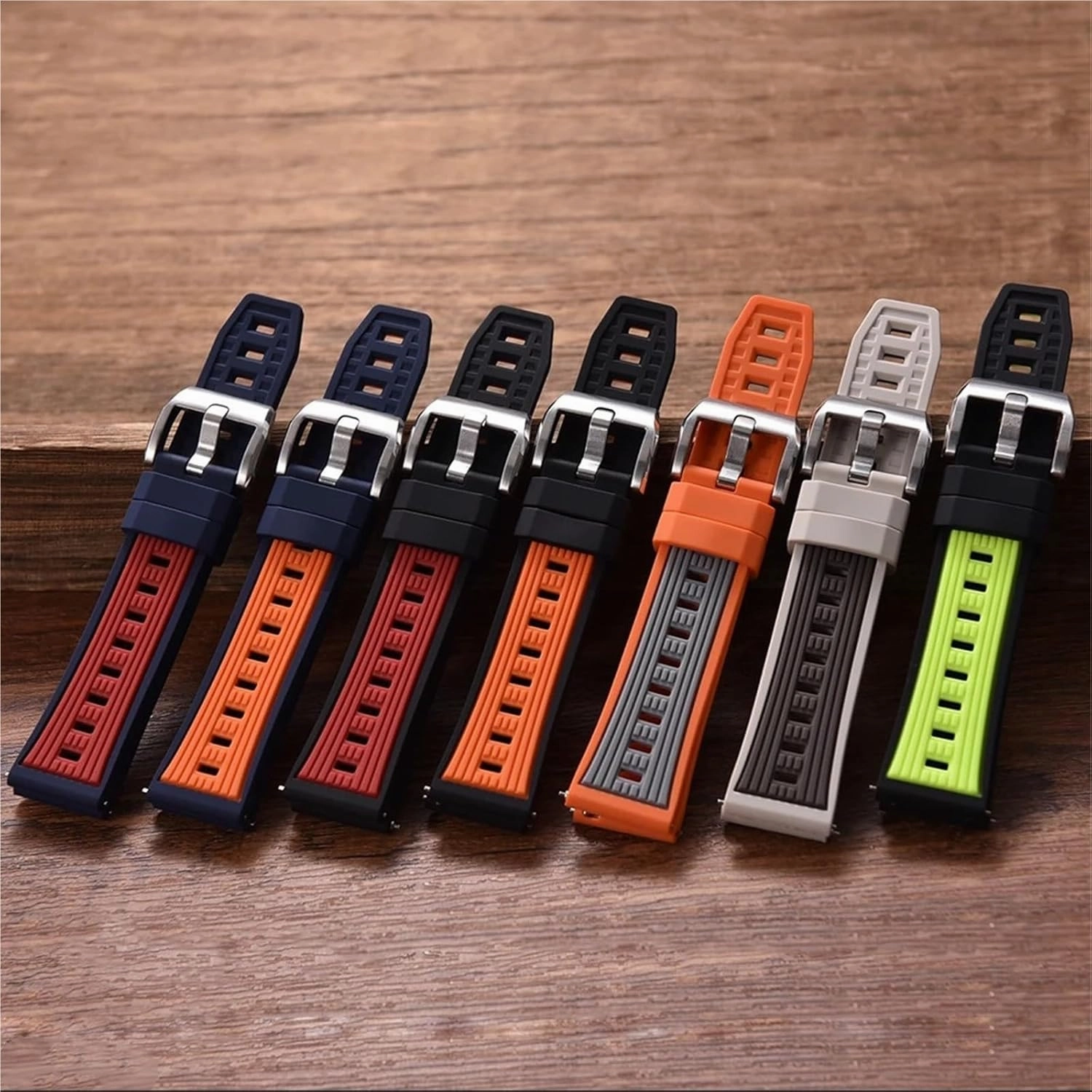 Dual Color Gas Phase Silicone Watch Strap 20mm 22mm Quick Release Sport Silicone Rubber Watch Bands Men Women