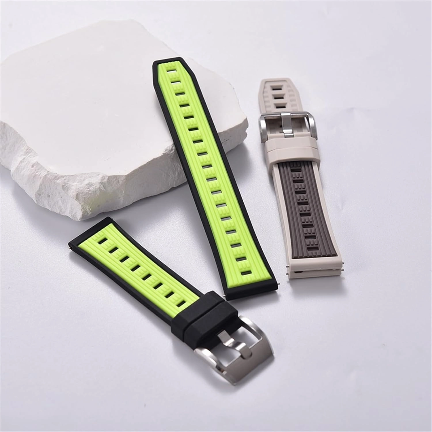 Dual Color Gas Phase Silicone Watch Strap 20mm 22mm Quick Release Sport Silicone Rubber Watch Bands Men Women