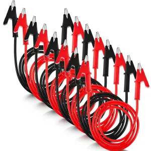 Dunzy 8 Pcs 14 Gauge Jumper Wires Alligator Clips to Alligator Clip Electrical Test Wires Set Silicone Flexible Cable for Electrical Testing (3.3 Ft)