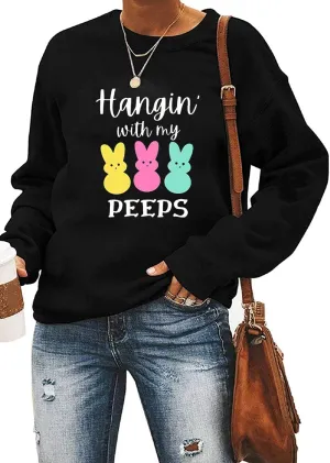 Easter Peeps Sweatshirts Womens Teacher Shirts Cute Bunny Easter Outfit