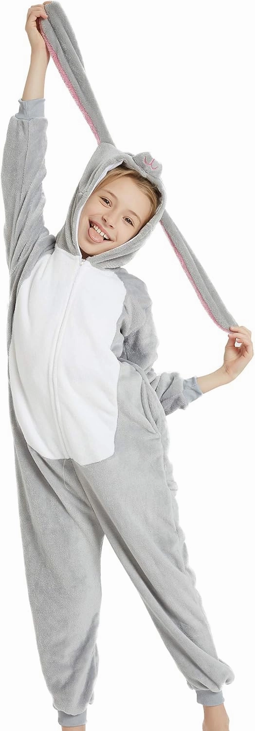 Easter Bunny Onesie Kids Rabbit Animal Unisex Girls Onepiece Pajamas Halloween Cosplay Party Costume