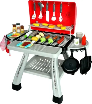 Easy Playhouse: BBQ Grill Toy Playset - Light & Sound, Realistic Smoke, Little Chef Pretend Play, Food & Cooking Accessories, Two Layer Grill, Kids 3 