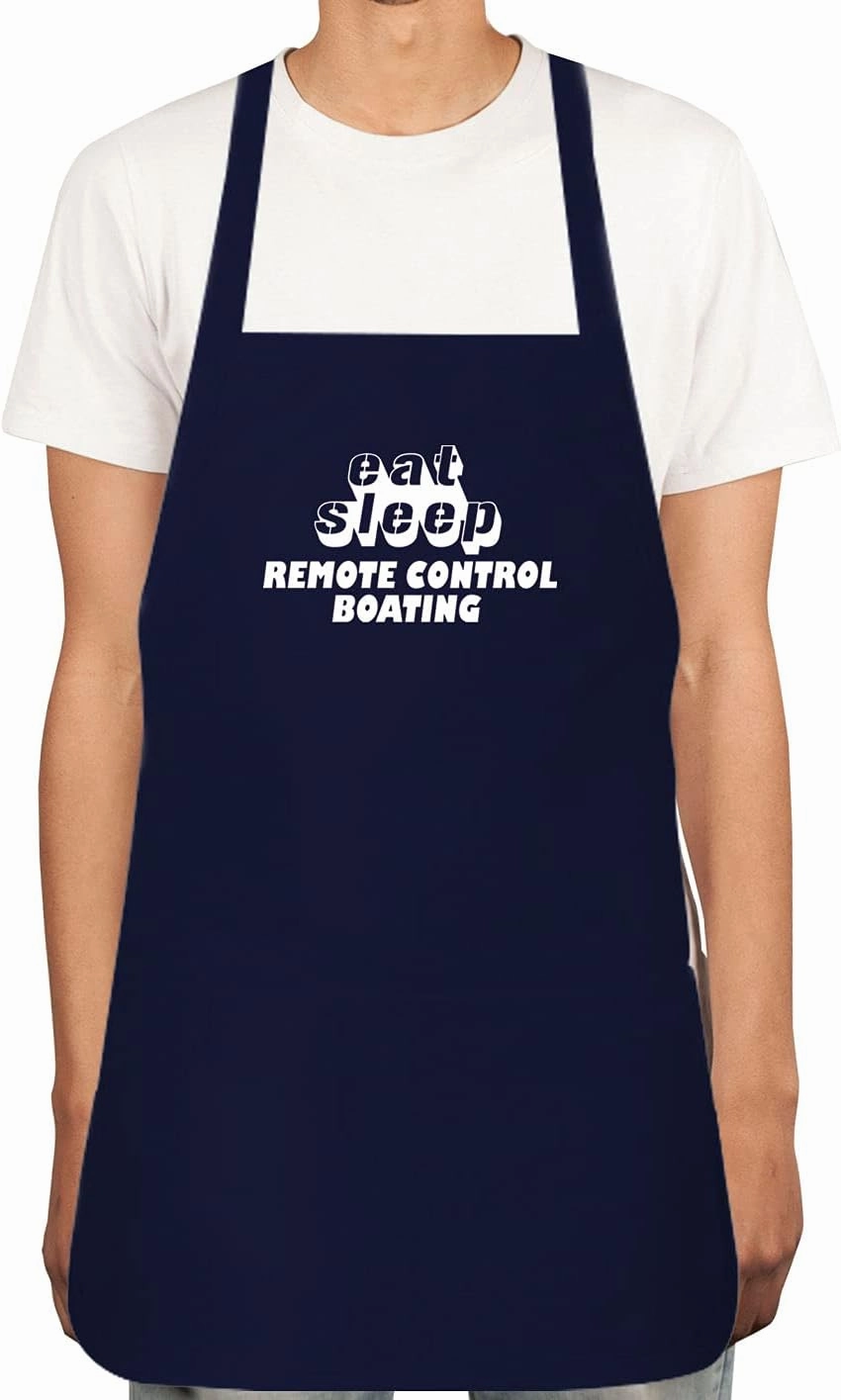 EAT SLEEP REMOTE CONTROL BOATING Apron for Men, Women with 2 Pockets - Adjustable Neck Strap, Chef BBQ Kitchen Cooking Apron r50