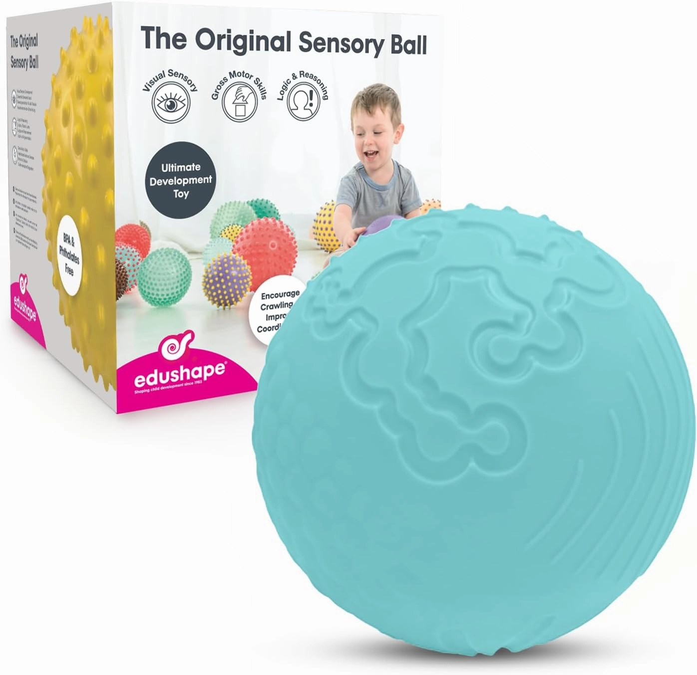 Edushape Texture-iffic Sensory Ball for Baby - 7" Baby Ball for Kids with 8 Sections of Different Tactile Patterns