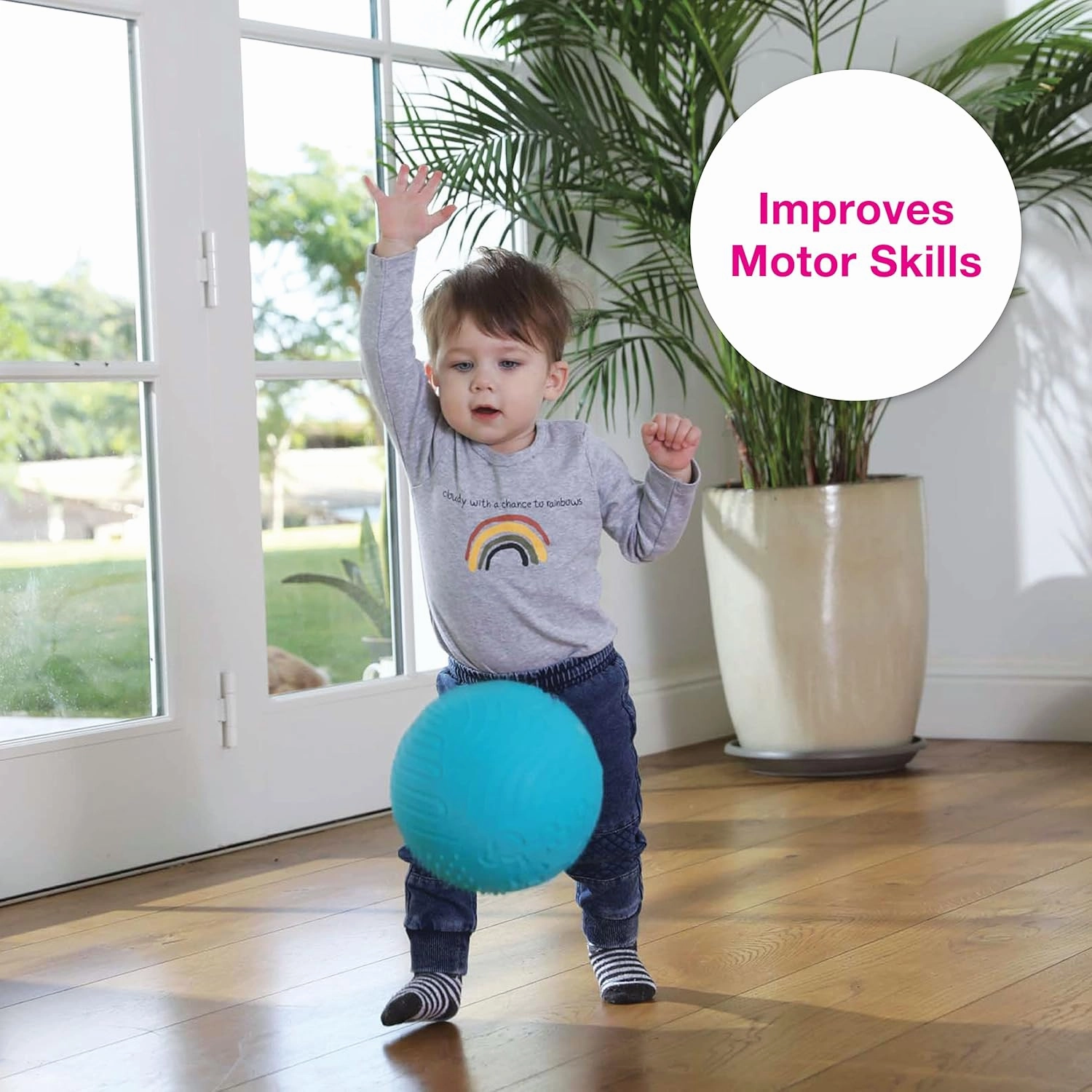 Edushape Texture-iffic Sensory Ball for Baby - 7" Baby Ball for Kids with 8 Sections of Different Tactile Patterns