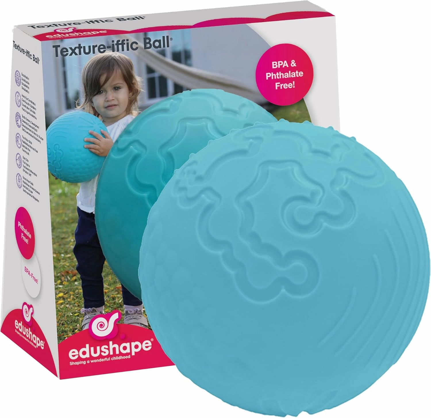 Edushape Texture-iffic Sensory Ball for Baby - 7" Baby Ball for Kids with 8 Sections of Different Tactile Patterns