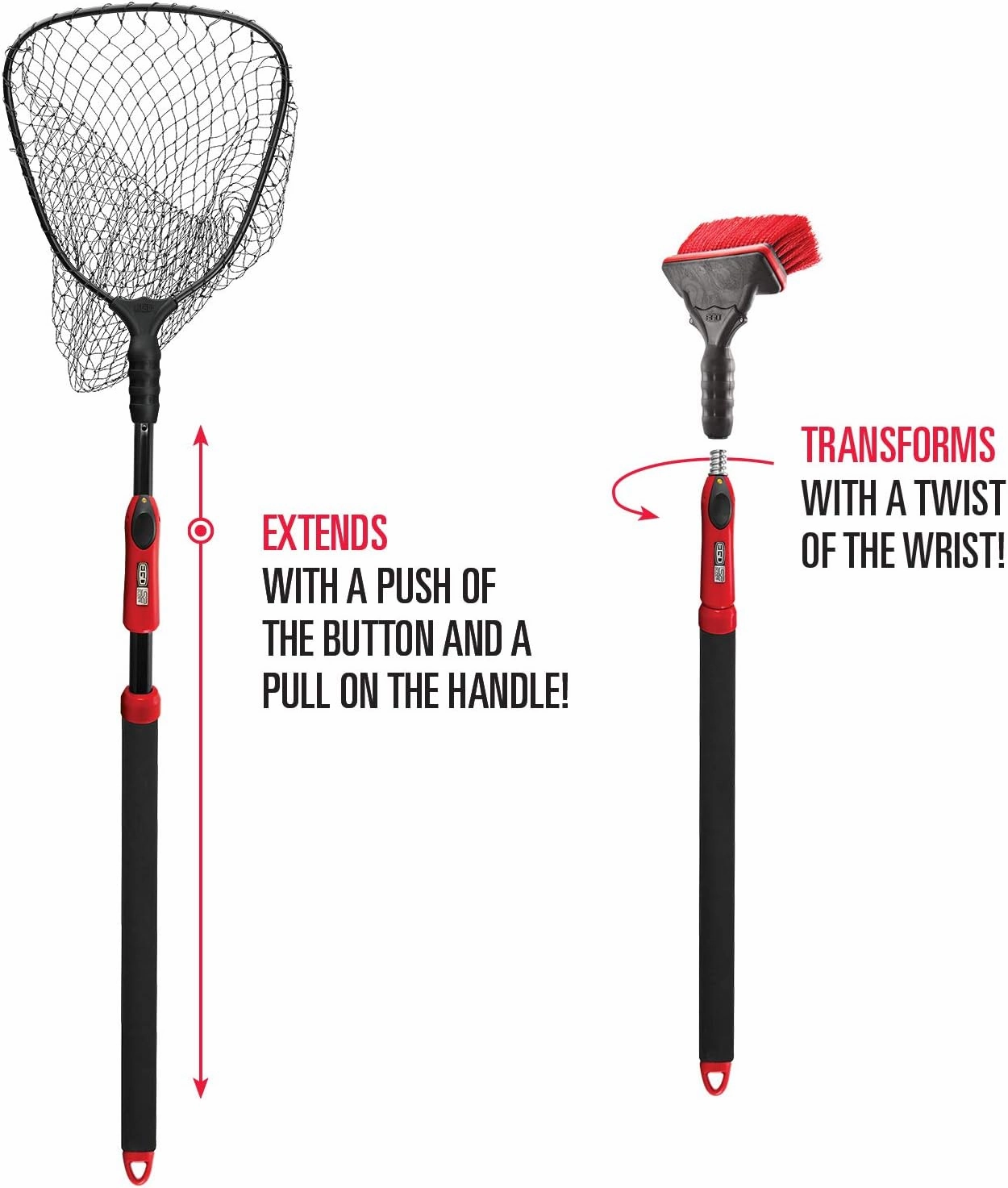 Ego S2 Slider Fishing Net, Ultimate Fishermen Tools Telescoping Handle, Replaceable Head, Salt & Freshwater, 29-60" Handle, 17x21 Inch Hoop
