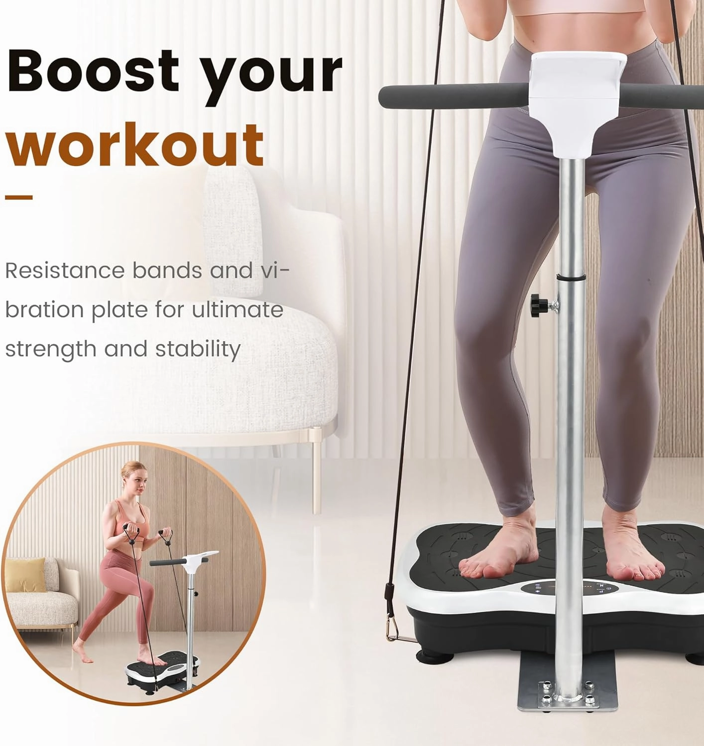 EILISON FIRMHOLD Handle Vibration Plate Exercise Machine for Lymphatic Drainage- Full Body Vibration Platform for Weight Loss, 350lbs Vibration Plate for Beginners & Recovery