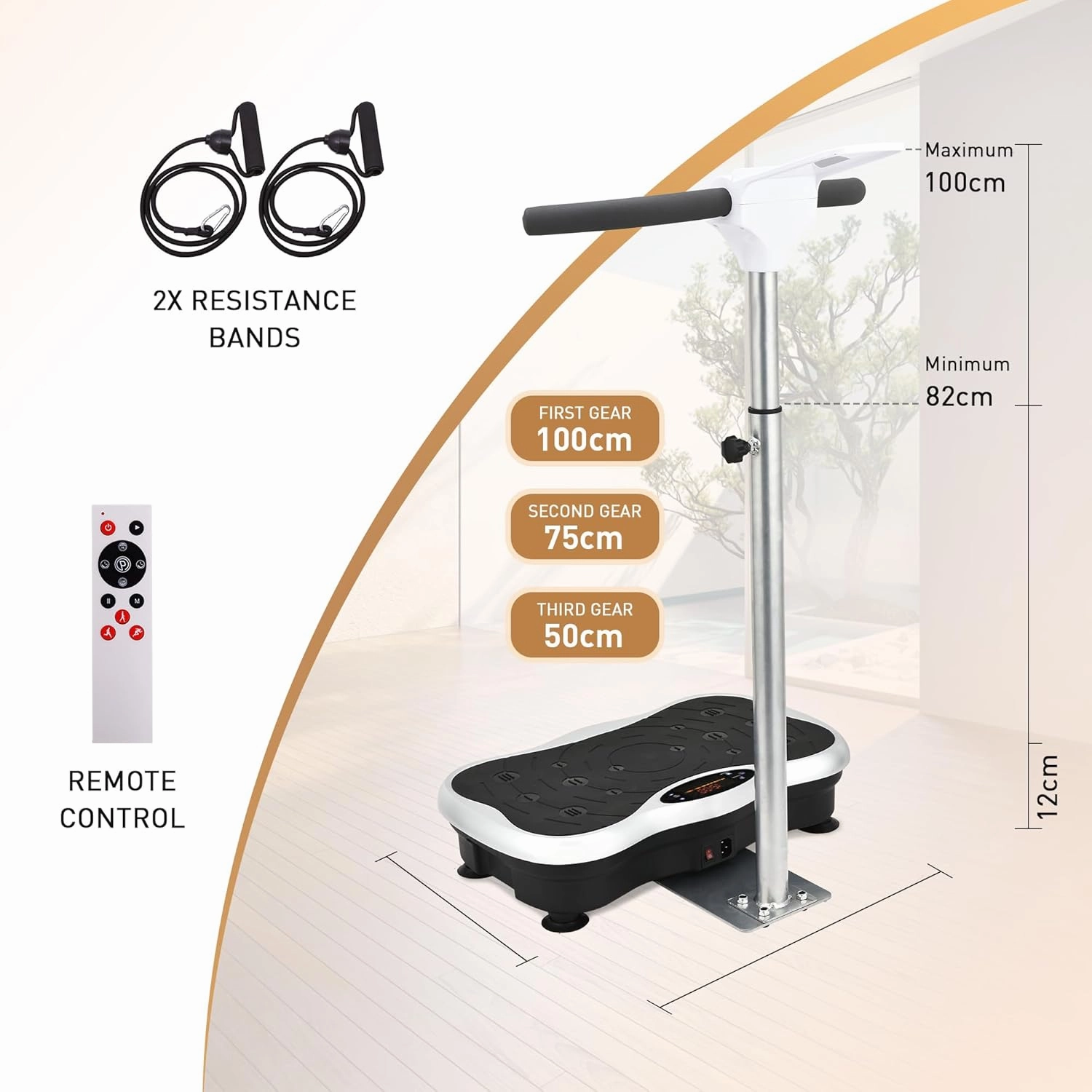 EILISON FIRMHOLD Handle Vibration Plate Exercise Machine for Lymphatic Drainage- Full Body Vibration Platform for Weight Loss, 350lbs Vibration Plate for Beginners & Recovery