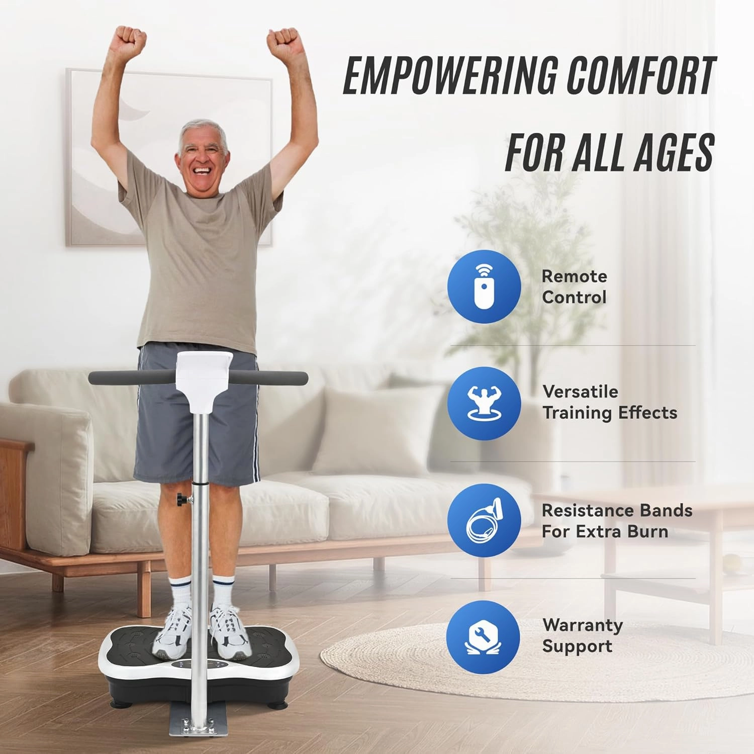 EILISON FIRMHOLD Handle Vibration Plate Exercise Machine for Lymphatic Drainage- Full Body Vibration Platform for Weight Loss, 350lbs Vibration Plate for Beginners & Recovery