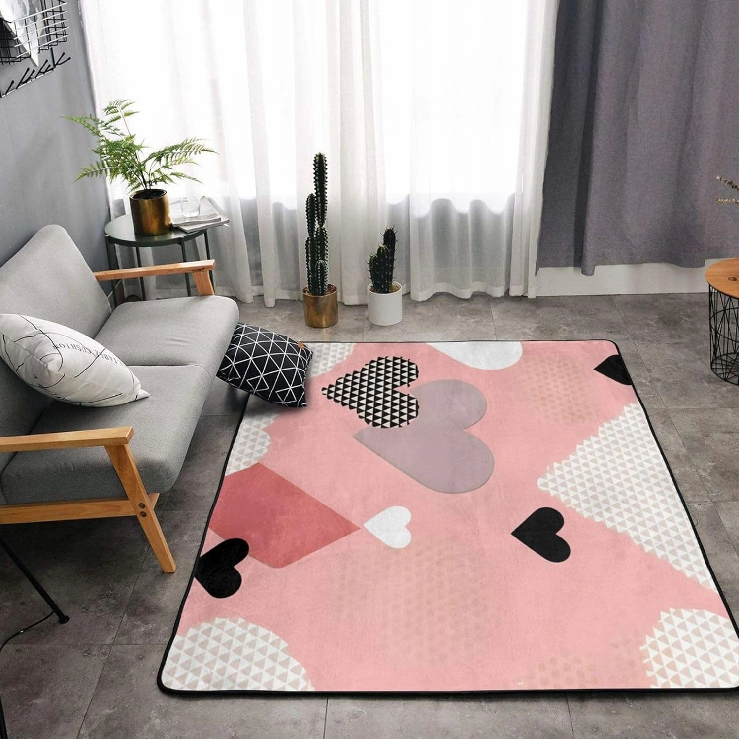 EkcoS Abstract Love Chart Large Area Rugs for Living Room, Super Soft Fluffy Modern Bedroom Rug,Soft Plush Furry Bedside Rug,(63x48in)