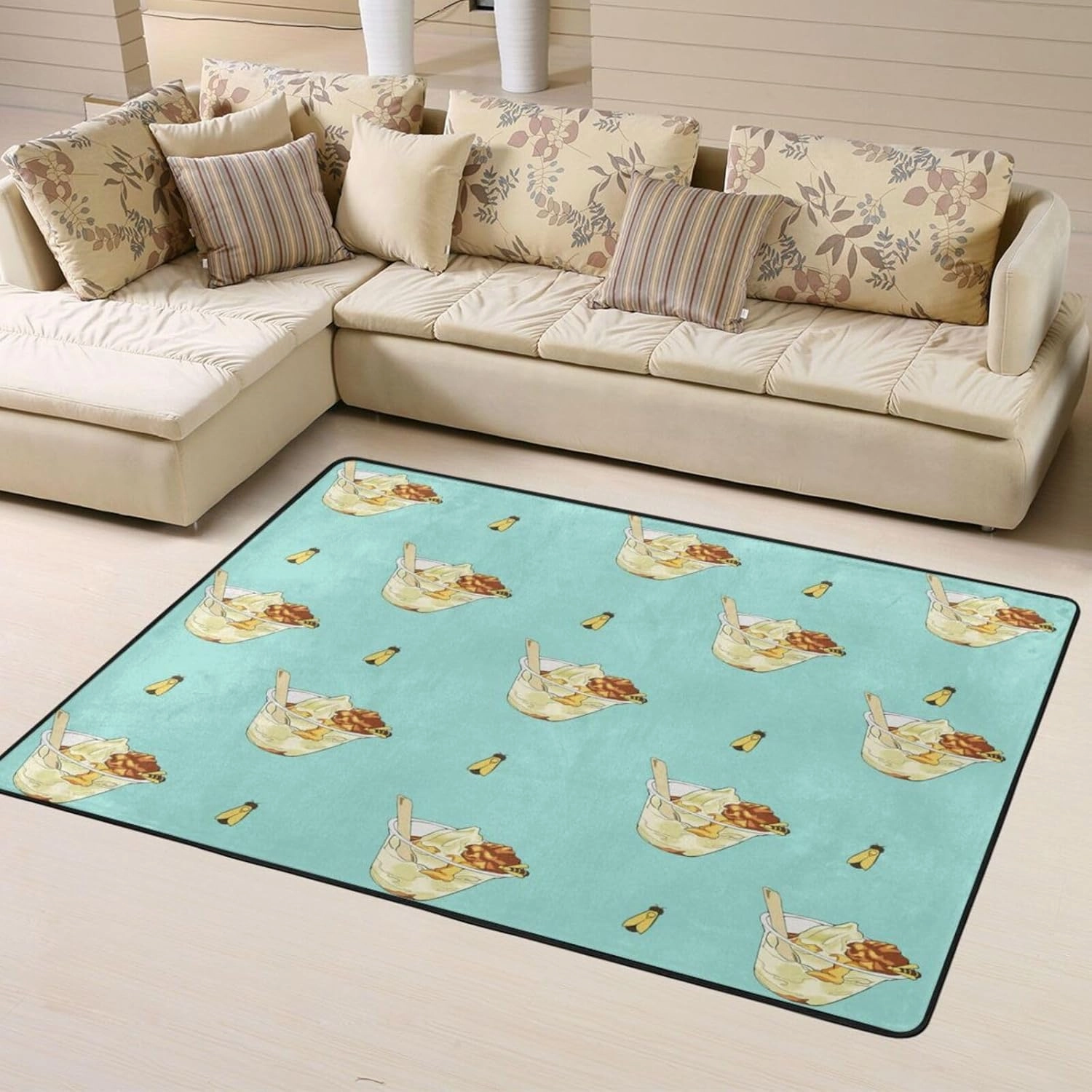 EkcoS Honey Sundae Large Area Rugs for Living Room, Super Soft Fluffy Modern Bedroom Rug,Soft Plush Furry Bedside Rug,(63x48in)
