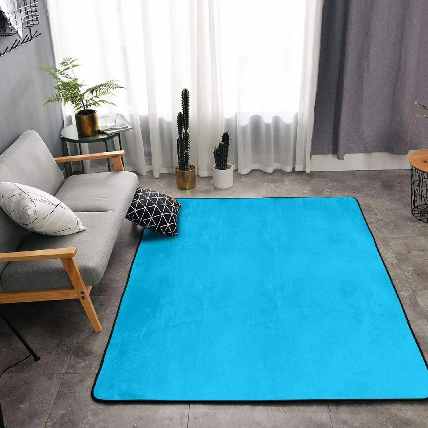 EkcoS Solid Color Light Blue Large Area Rugs for Living Room, Super Soft Fluffy Modern Bedroom Rug,Soft Plush Furry Bedside Rug,(63x48in)