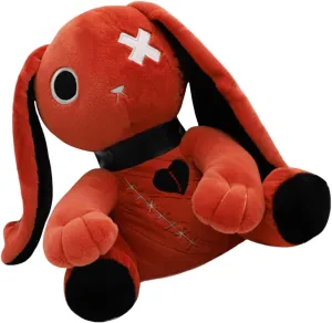 ELAINREN Ultra-Soft Red Creepy Rabbit Stuffed Pillow Furry Gothic Bunny Plush Toy Cuddle Dreadful Rabbit Plushie Halloween Gifts/11.8''