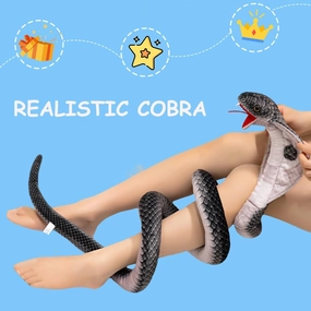 ELAINREN Jumb Black Cobra Plush Toy Lifelike Snake Stuffed Animals Giant Qamra The Queen Cobra Stuff Snake Python Plushie Gifts for Birthday/Xmas,62.9''