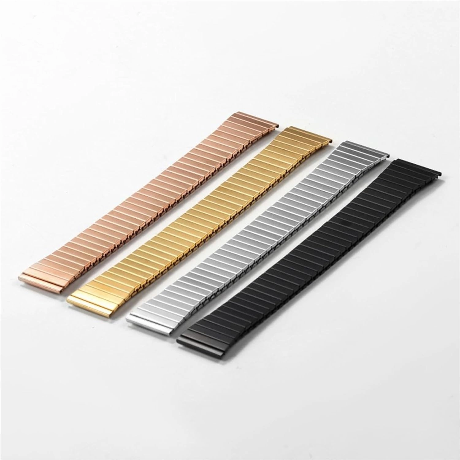 Elastic Metal Strap 22mm Stainless Steel Watchband Accessories Silver Black Bracelet Universal Replacement Straps