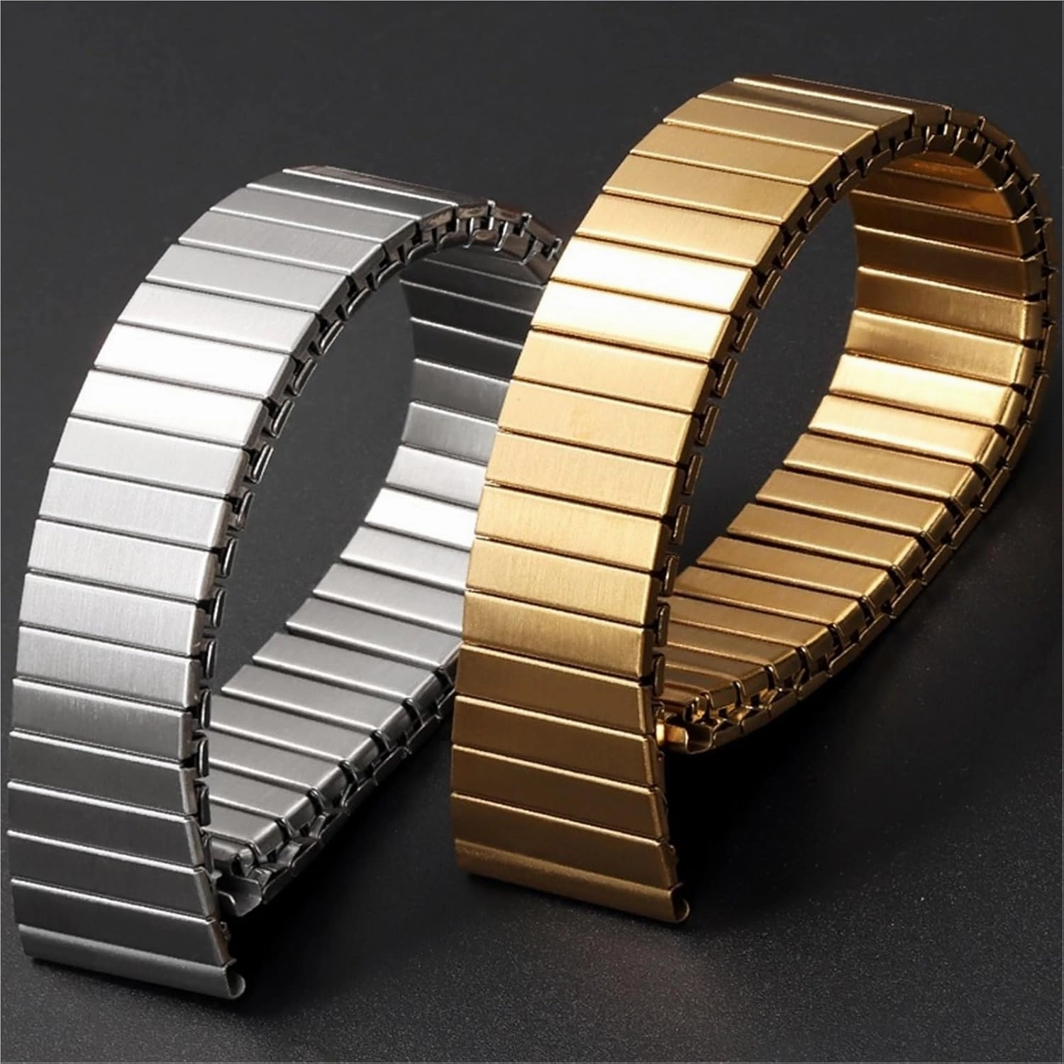 Elastic Metal Watch Band 22mm Stainless Steel Watch Band Compatible Smart Watch Quartz Watch Universal Replacement Strap
