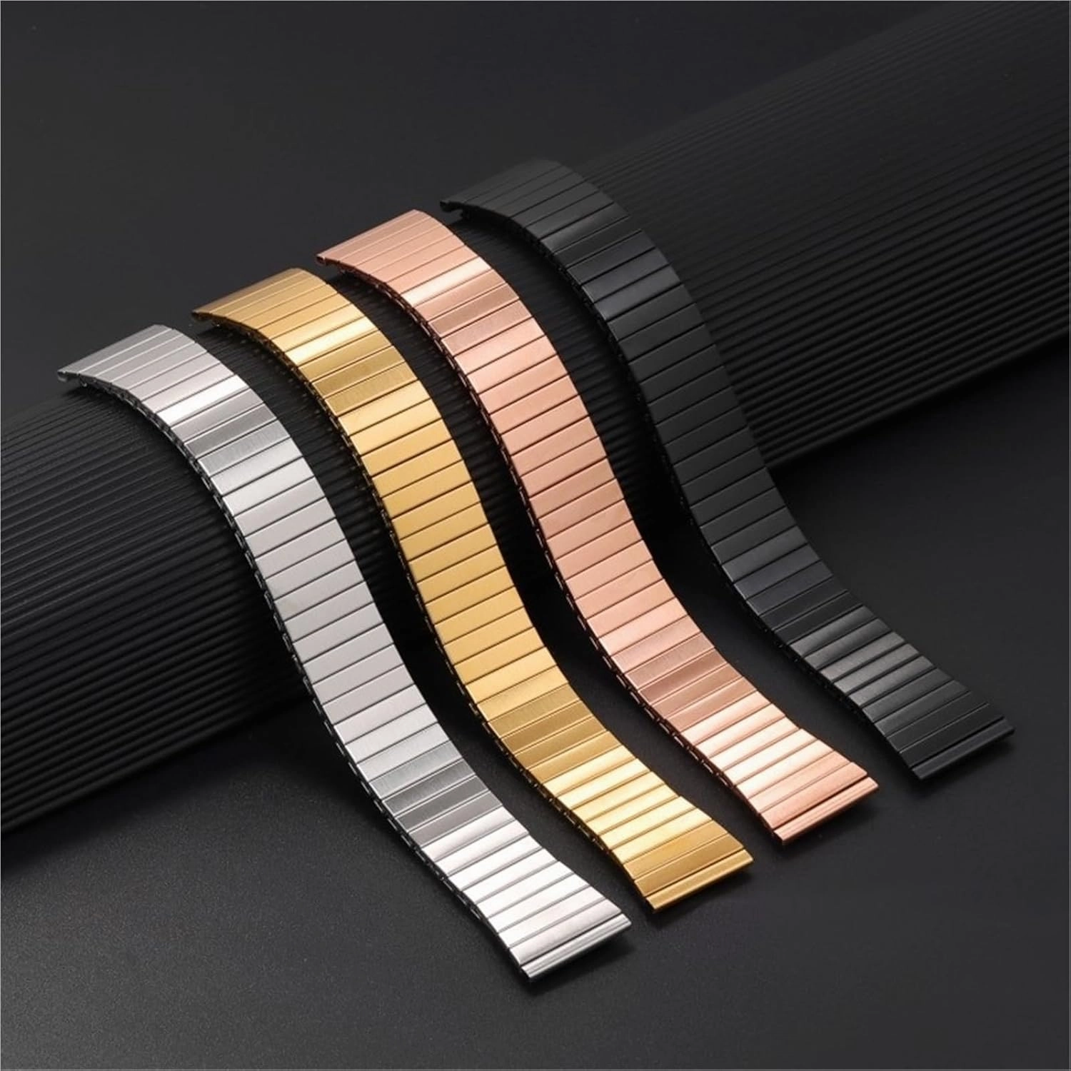 Elastic Metal Watch Band 22mm Stainless Steel Watch Band Compatible Smart Watch Quartz Watch Universal Replacement Strap