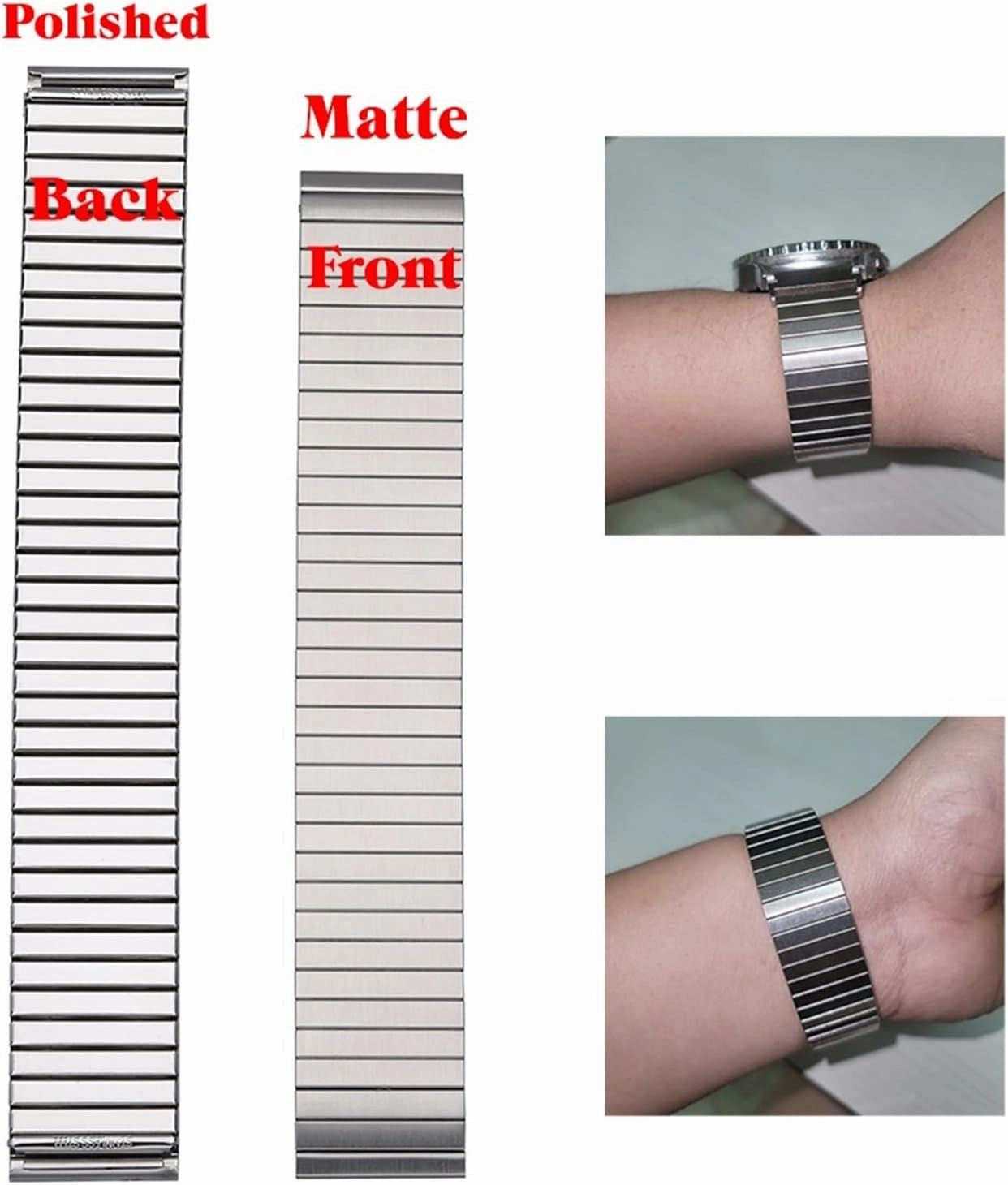 Elastic Stainless Steel Watch Band 20mm Universal Replacement Retractable Wristband for Smart Watch Men Women Metal Watch Band