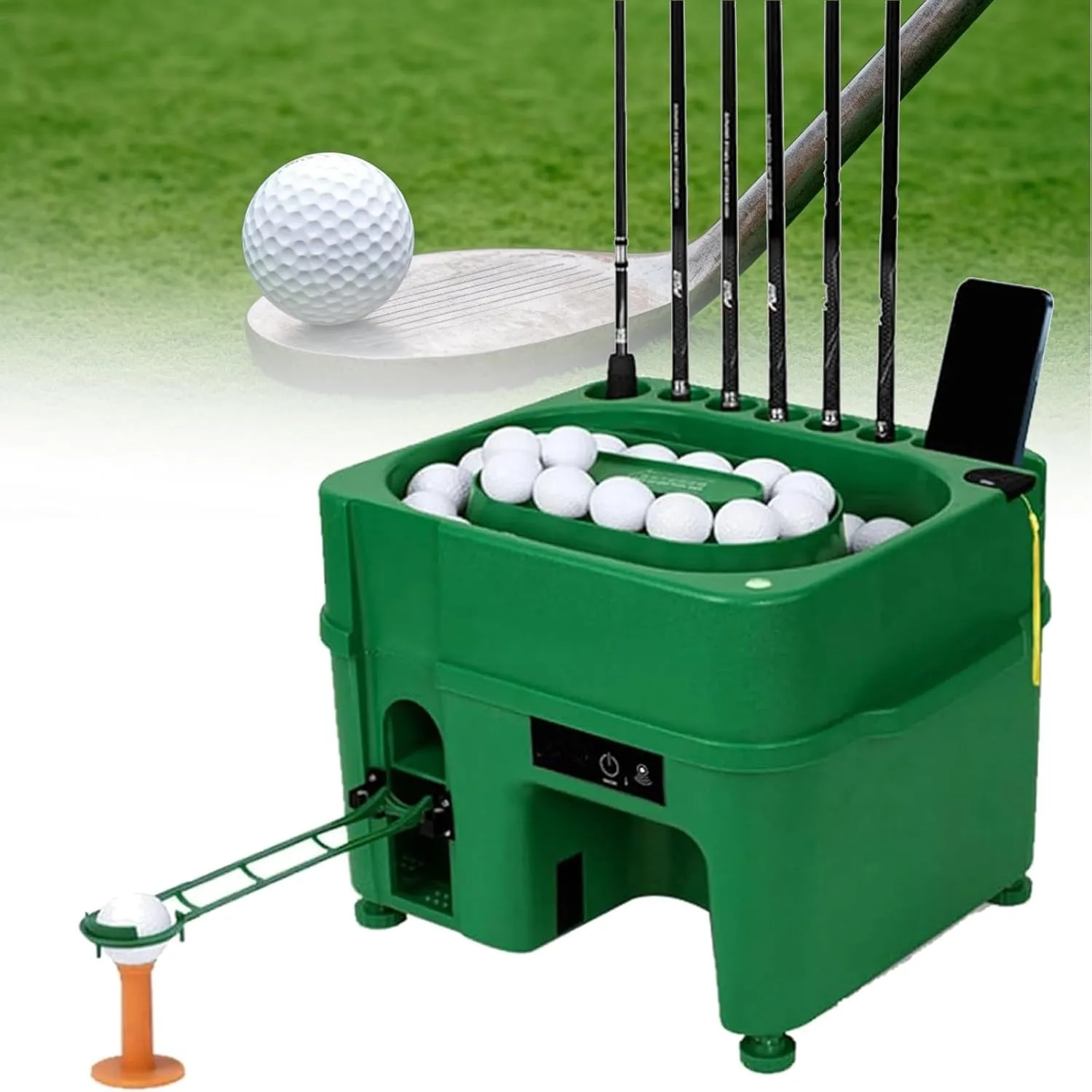 Electric Induction Golf Ball Tee Up Machine,with 6 Holders Dual Mode Height Adjustable Hold 40 Golf Balls,Indoor and Outdoor Golf Simulator Training and Teaching Machine