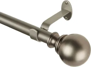 Elrene Home Fashions Cordelia Single Curtain Globe Ball Finials, 1 Inch Diameter, (Antique Pewter), (48X86), 48"-86" Adjustable Rod