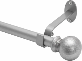 Elrene Home Fashions Rustic Farmhouse Adjustable Window Curtain Rod with Forged Hammered Round Ball Finials, 28X48, Pewter