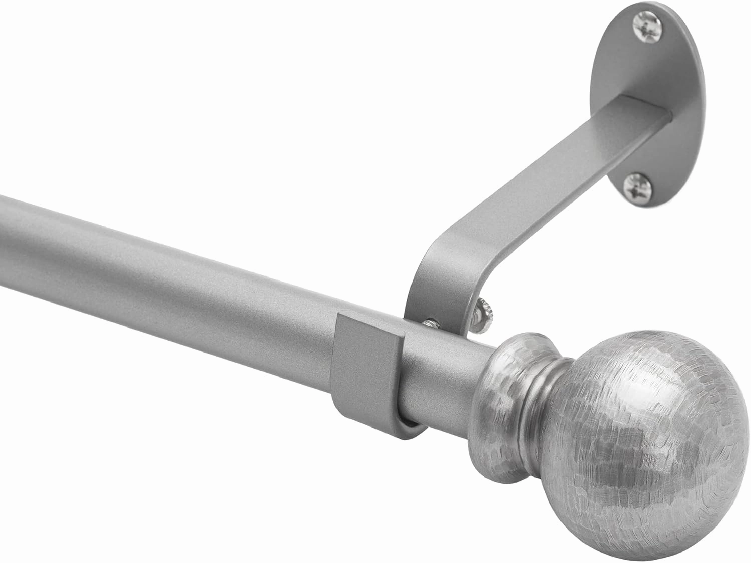 Elrene Home Fashions Rustic Farmhouse Adjustable Window Curtain Rod with Forged Hammered Round Ball Finials, 28X48, Pewter