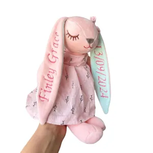 Embroidered Bunny Rabbit,Personalised Bunny Rabbit Toy,Custom Monogrammed Bunny Rabbit,Bunny Soft Plush Toy,Flower Girl Gift,Christmas Gift,A Thoughtful Baby Shower Present for Newborns