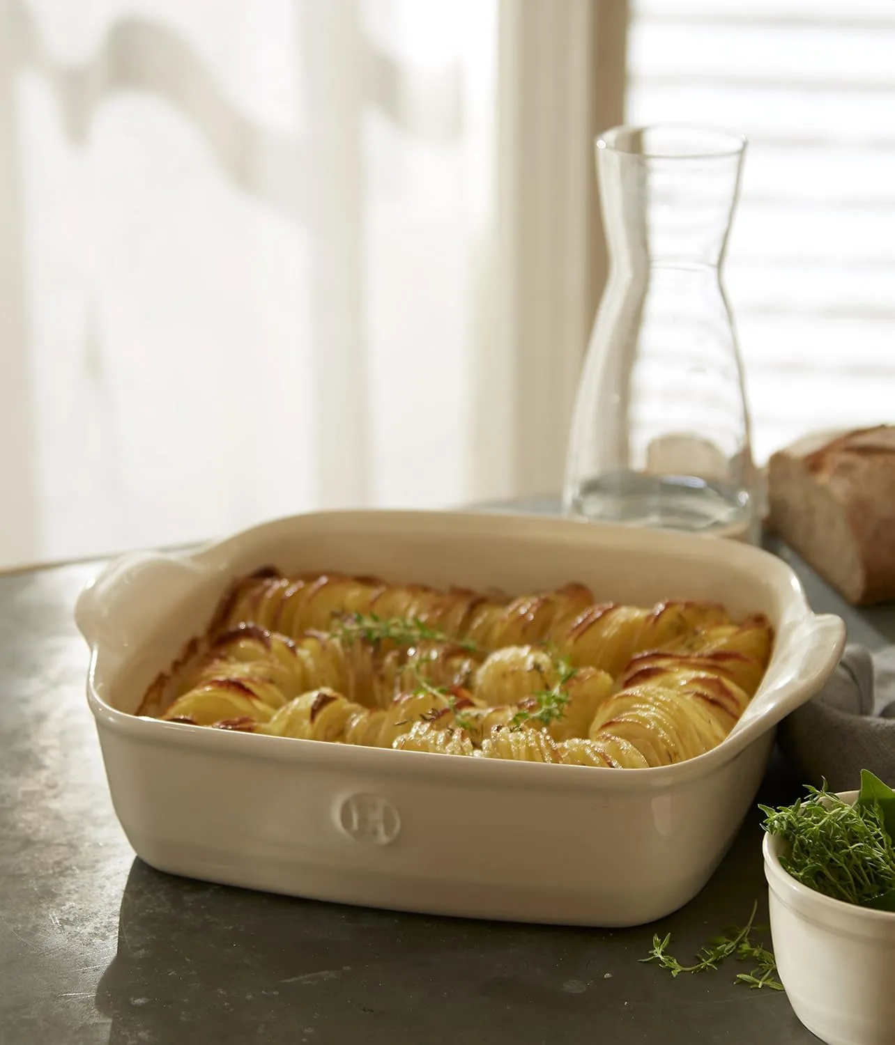 Emile Henry France Ovenware Ultime Square Baking Dish, Flour White