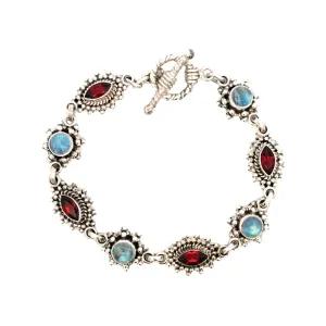 Estate Garnet and Moonstone Bracelet in Sterling Silver