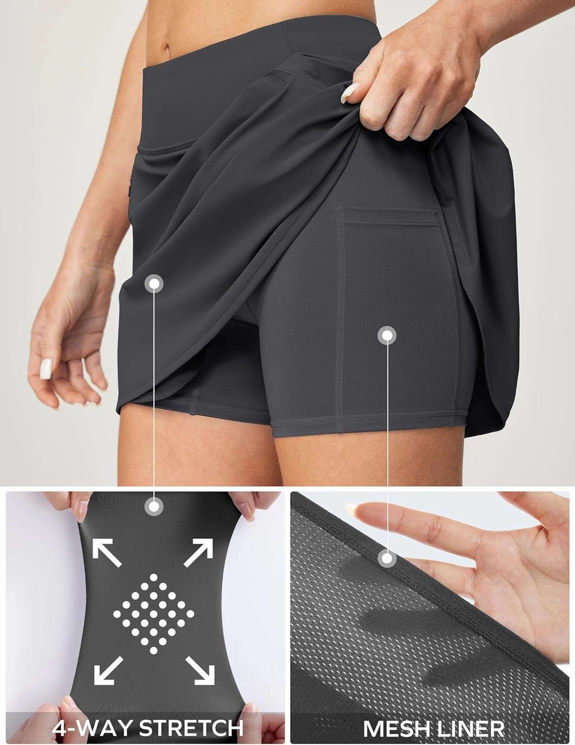 Ewedoos Golf Skirts for Women High Waist Tennis Skirt Athletic Skort for Woman with Zipper Pockets