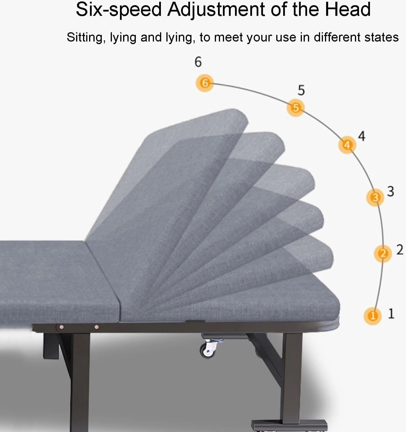 EYPKPL cots for Sleeping Folding Camping Cot Adjustable 6-Position Camping Cots for Adults Load200kg Cots for Camping with Casters Camping Cots Stretching Freely